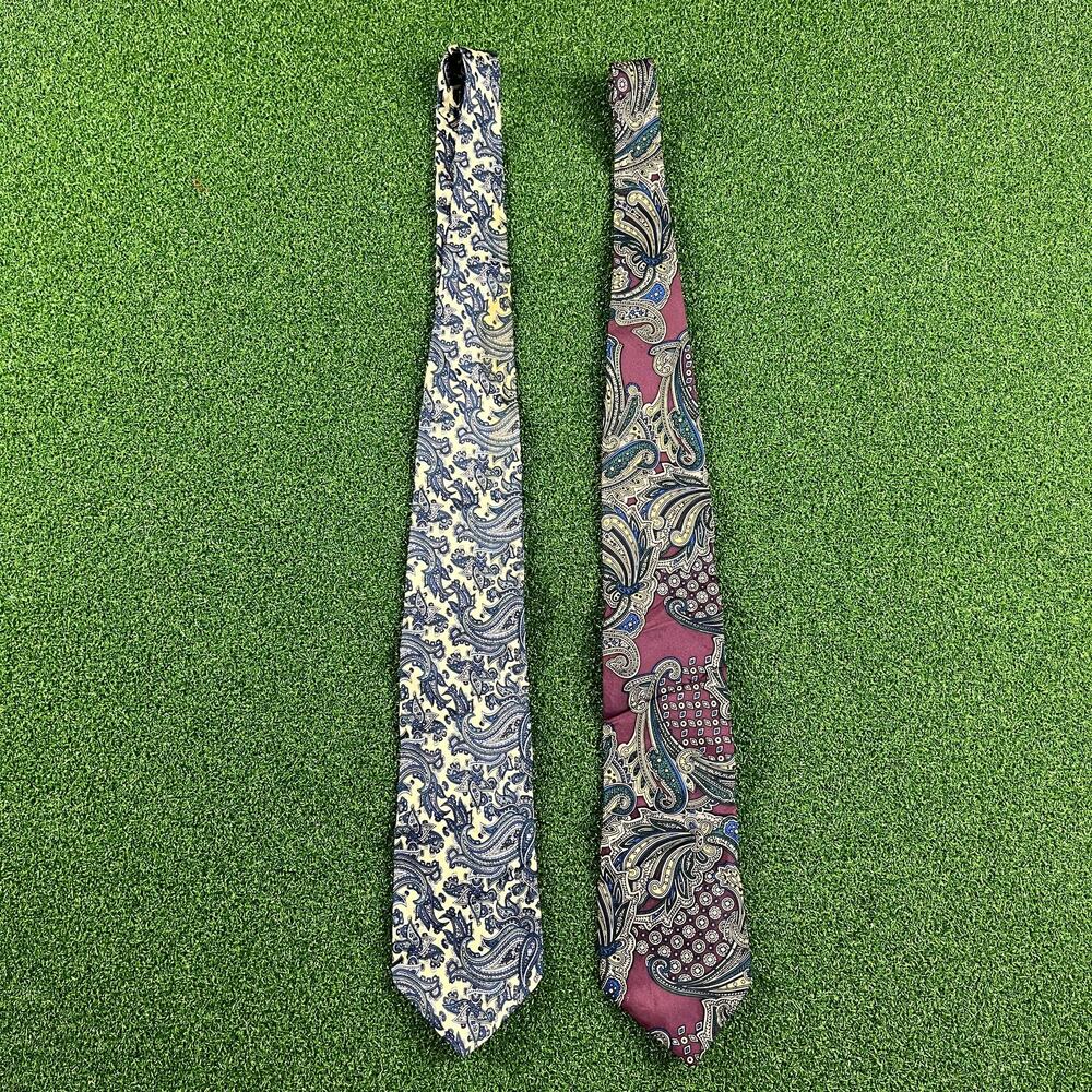 Vintage Lot of 2 Sheaf & Caber Paisley Pattern USA All Silk Neck Tie